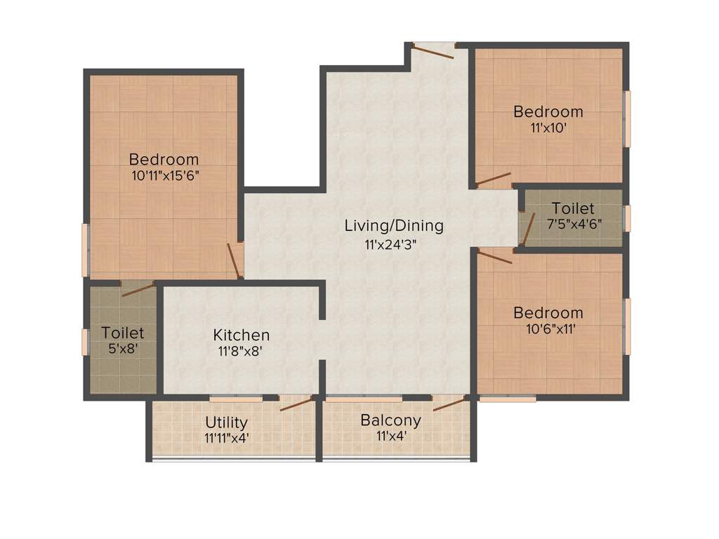 Whitehouse Athietha Avenue (3BHK+2T (1,360 sq ft) 1360 sq ft)