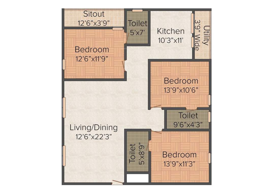 Pradeep Srinilaya Sterling Court II (3BHK+3T (1,602 sq ft) 1602 sq ft)