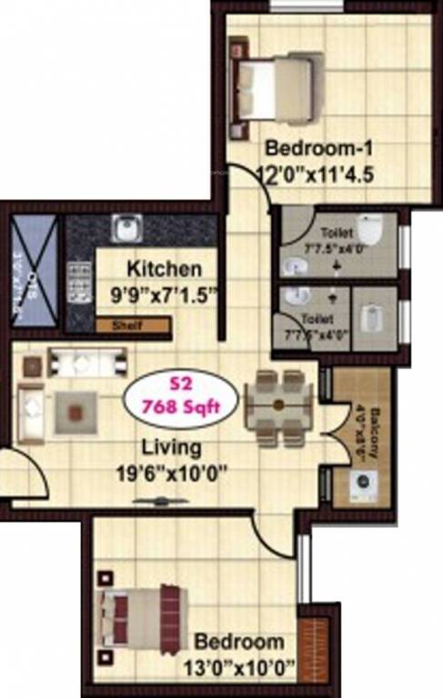JKB Sesha Enclave (2BHK+2T (937 sq ft) 937 sq ft) JKB Sesha Enclave (2BHK+2T (937 sq ft) 937 sq ft)
