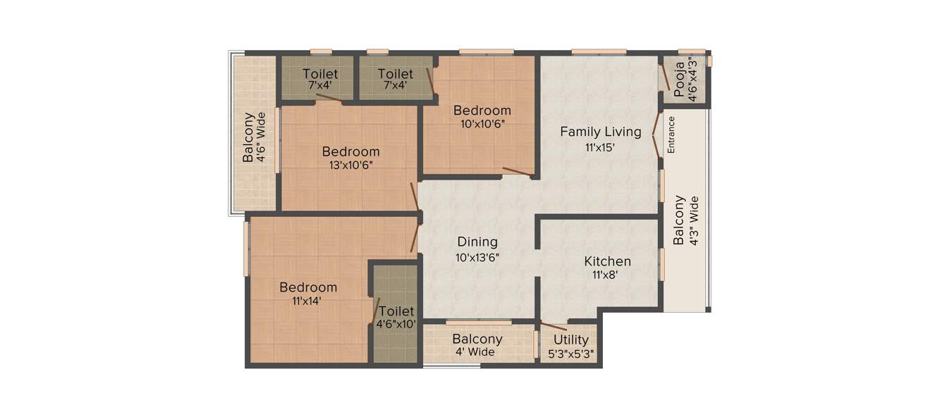 Sree Mahitha Green Meadows (3BHK+3T (1,656 sq ft) 1656 sq ft)