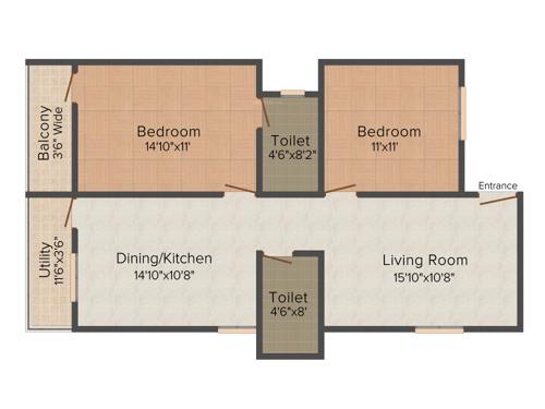 i1 SS Swadhama (2BHK+2T (1,087 sq ft) 1087 sq ft)