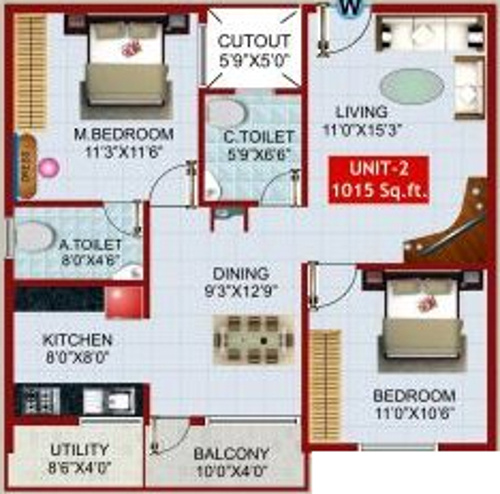 i1 SLR Comforts (2BHK+2T (1,015 sq ft) 1015 sq ft)