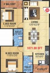 MBM Kamalanand Residency (2BHK+2T (1,071 sq ft) 1071 sq ft) MBM Kamalanand Residency (2BHK+2T (1,071 sq ft) 1071 sq ft)