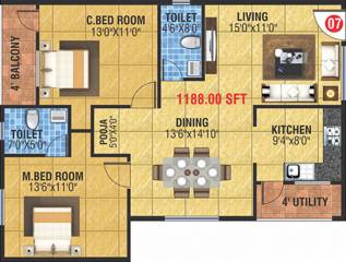 MBM Kamalanand Residency (2BHK+2T (1,188 sq ft) Pooja Room 1188 sq ft) MBM Kamalanand Residency (2BHK+2T (1,188 sq ft) Pooja Room 1188 sq ft)