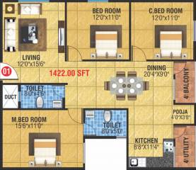 MBM Kamalanand Residency (3BHK+2T (1,422 sq ft) Pooja Room 1422 sq ft) MBM Kamalanand Residency (3BHK+2T (1,422 sq ft) Pooja Room 1422 sq ft)
