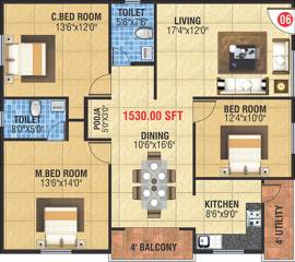 MBM Kamalanand Residency (3BHK+2T (1,530 sq ft) Pooja Room 1530 sq ft) MBM Kamalanand Residency (3BHK+2T (1,530 sq ft) Pooja Room 1530 sq ft)