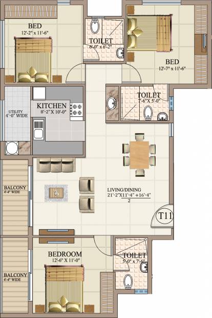 Ahad Euphoria (3BHK+3T (1,559 sq ft) 1559 sq ft)