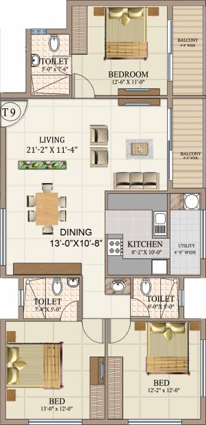 Ahad Euphoria (3BHK+3T (1,649 sq ft) 1649 sq ft)