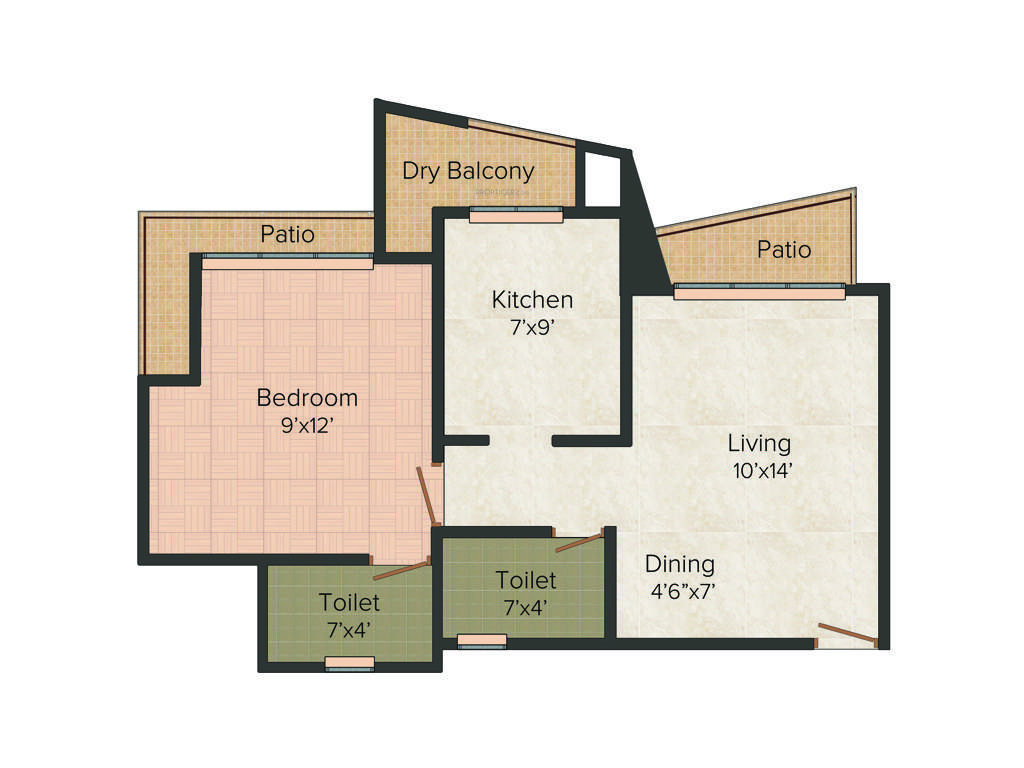 GNC Shree Shashwat II (1BHK+2T (690 sq ft) 690 sq ft)