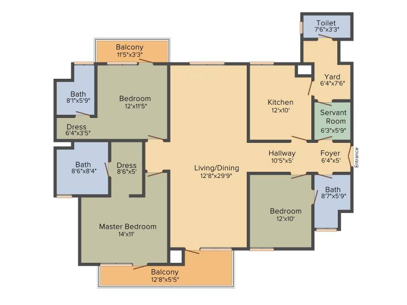 Emaar Premier Terraces (3BHK+3T (2,125 sq ft)   Servant Room 2125 sq ft)