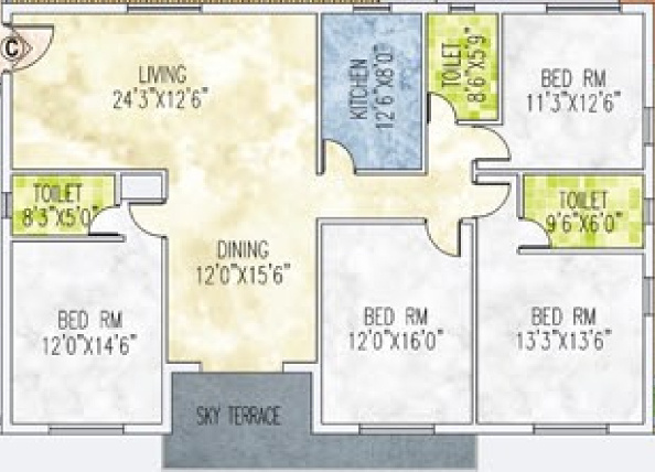 Jain Dream One (4BHK+3T (2,490 sq ft) 2490 sq ft)