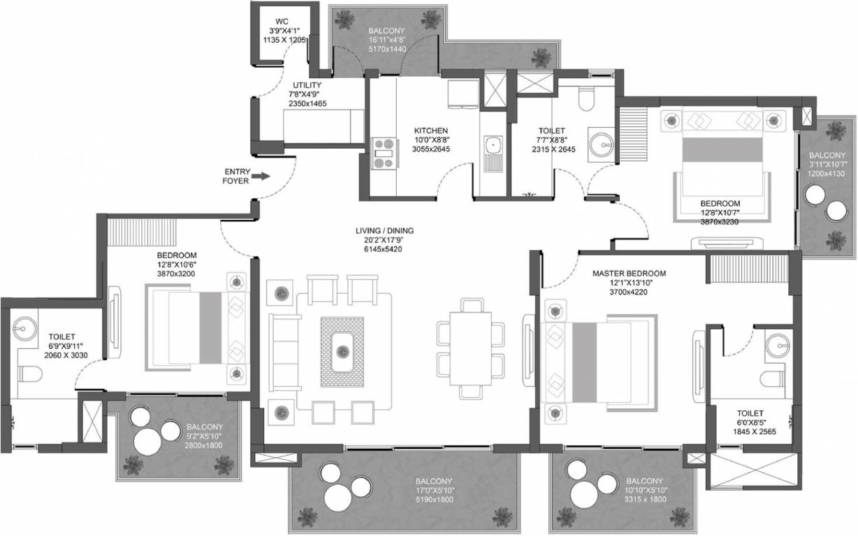 Godrej Icon (3BHK+3T (2,142 sq ft) 2142 sq ft)