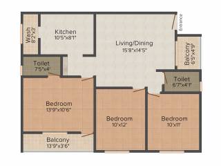 Vikaan Sai Swaroop (3BHK+2T (1,265 sq ft) + Pooja Room 1265 sq ft)