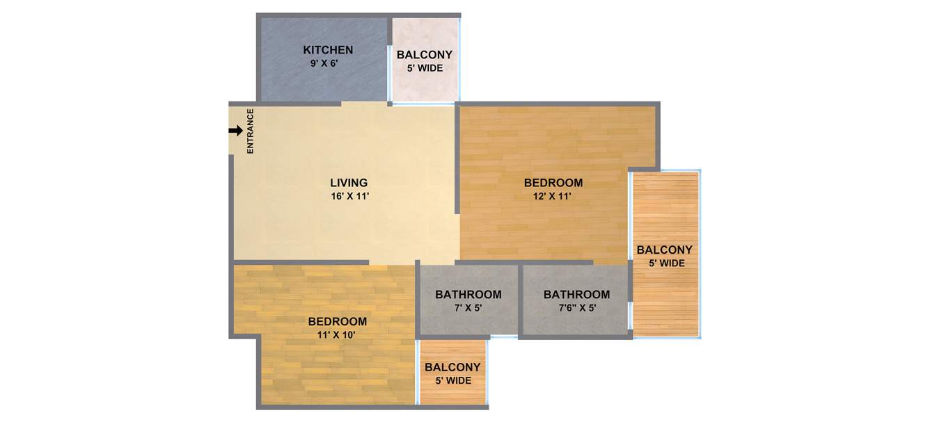 Antriksh Abril Green (2BHK+2T (1,000 sq ft) 1000 sq ft)