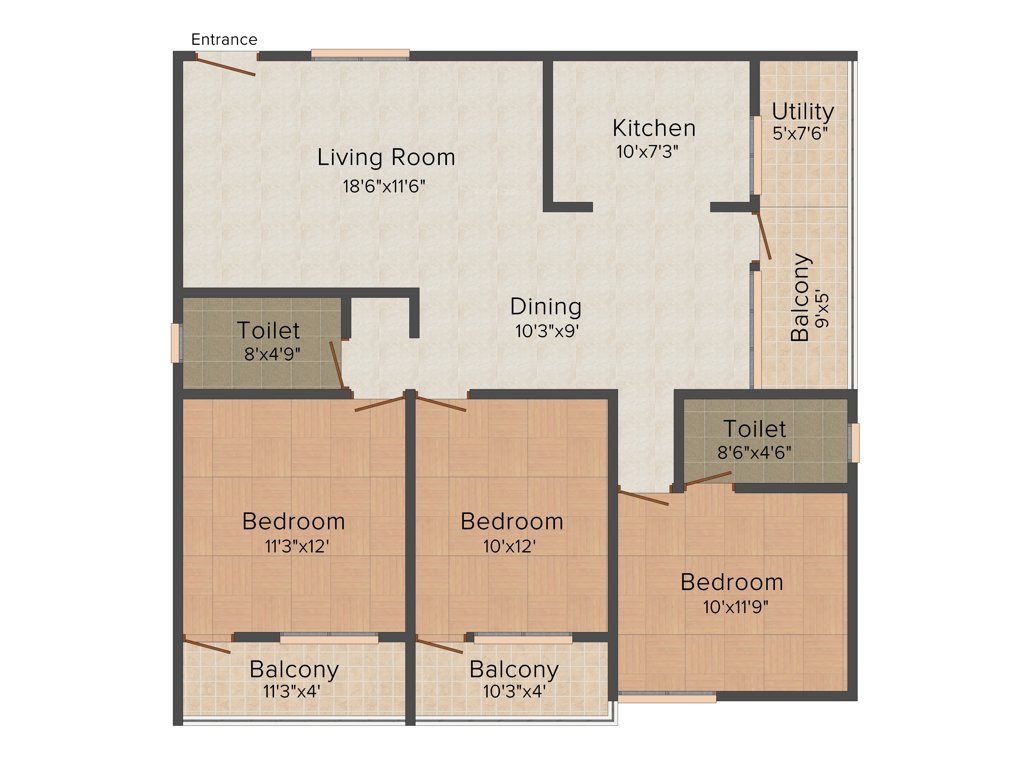 5 Elements Pranavi Pride (3BHK+2T (1,395 sq ft) 1395 sq ft)
