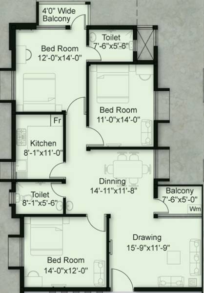 Basera Fresco (3BHK+2T (1,450 sq ft) 1450 sq ft)