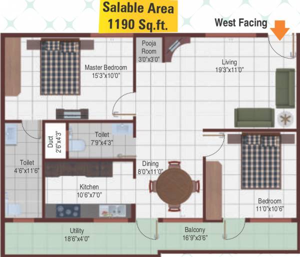 5 Elements Abhayas Orchids (2BHK+2T (1,190 sq ft)   Pooja Room 1190 sq ft)