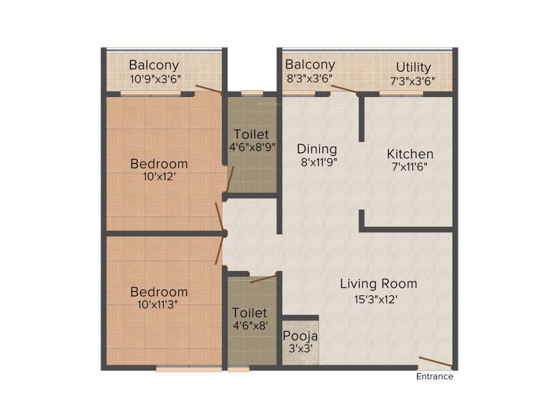 5 Elements Abhayas Orchids (2BHK+2T (1,090 sq ft)   Pooja Room 1090 sq ft)