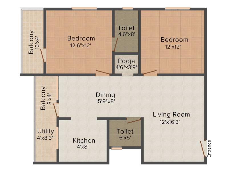 5 Elements Abhayas Orchids (2BHK+2T (1,250 sq ft)   Pooja Room 1250 sq ft)