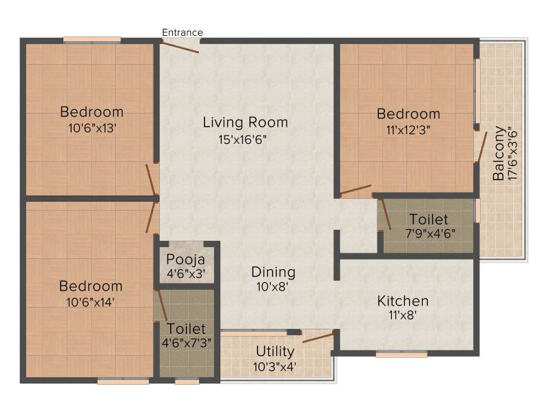 5 Elements Abhayas Orchids (3BHK+2T (1,400 sq ft)   Pooja Room 1400 sq ft)