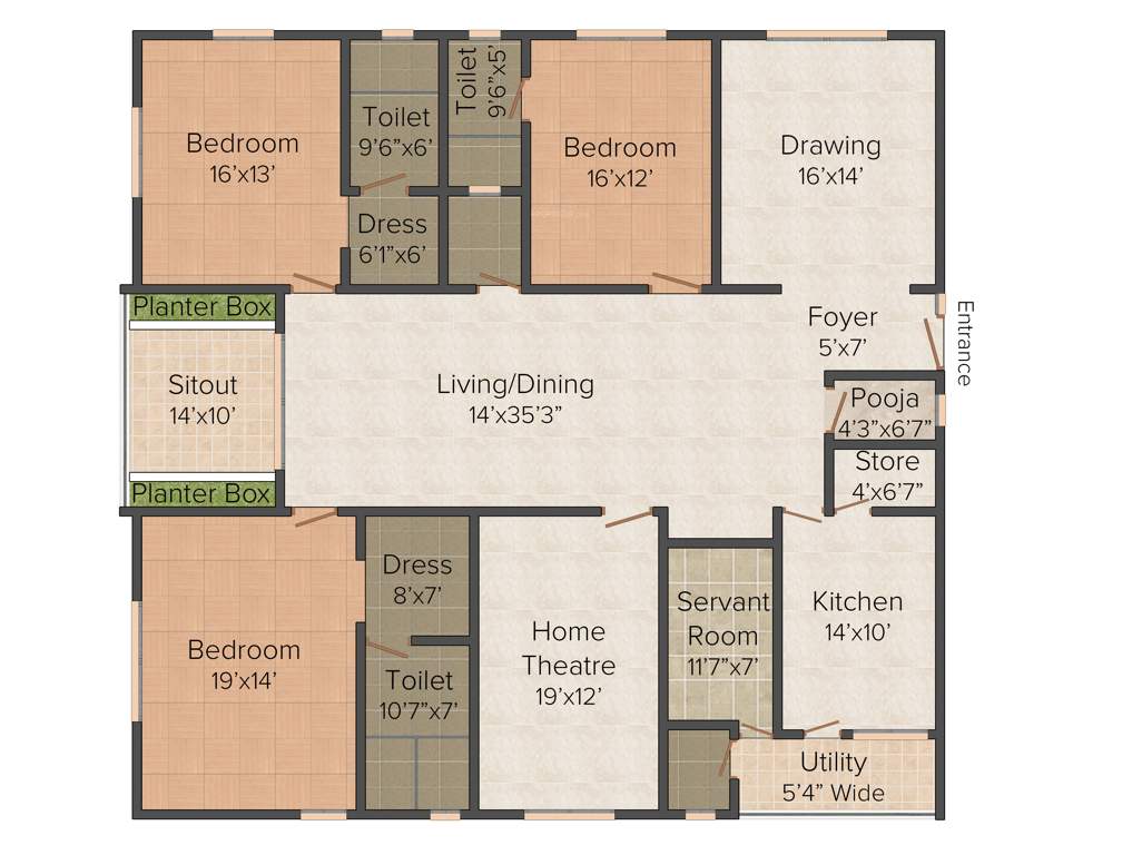 Vamsiram Jyothi Nest (3BHK+4T (3,410 sq ft) + Servant Room 3410 sq ft)