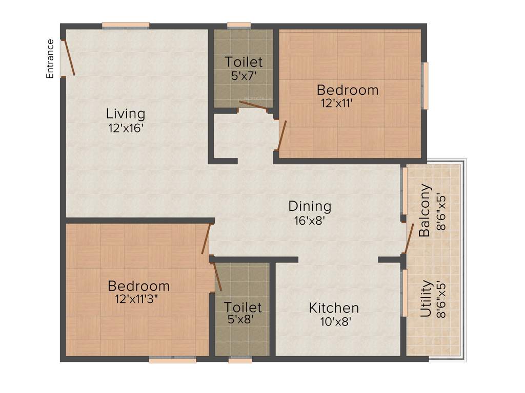 SNR Silver Ripples (2BHK+2T (1,130 sq ft) 1130 sq ft)