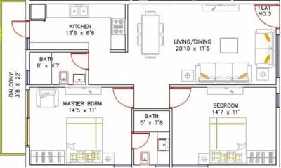 Estella Ornate (2BHK+2T (1,056 sq ft) 1056 sq ft)