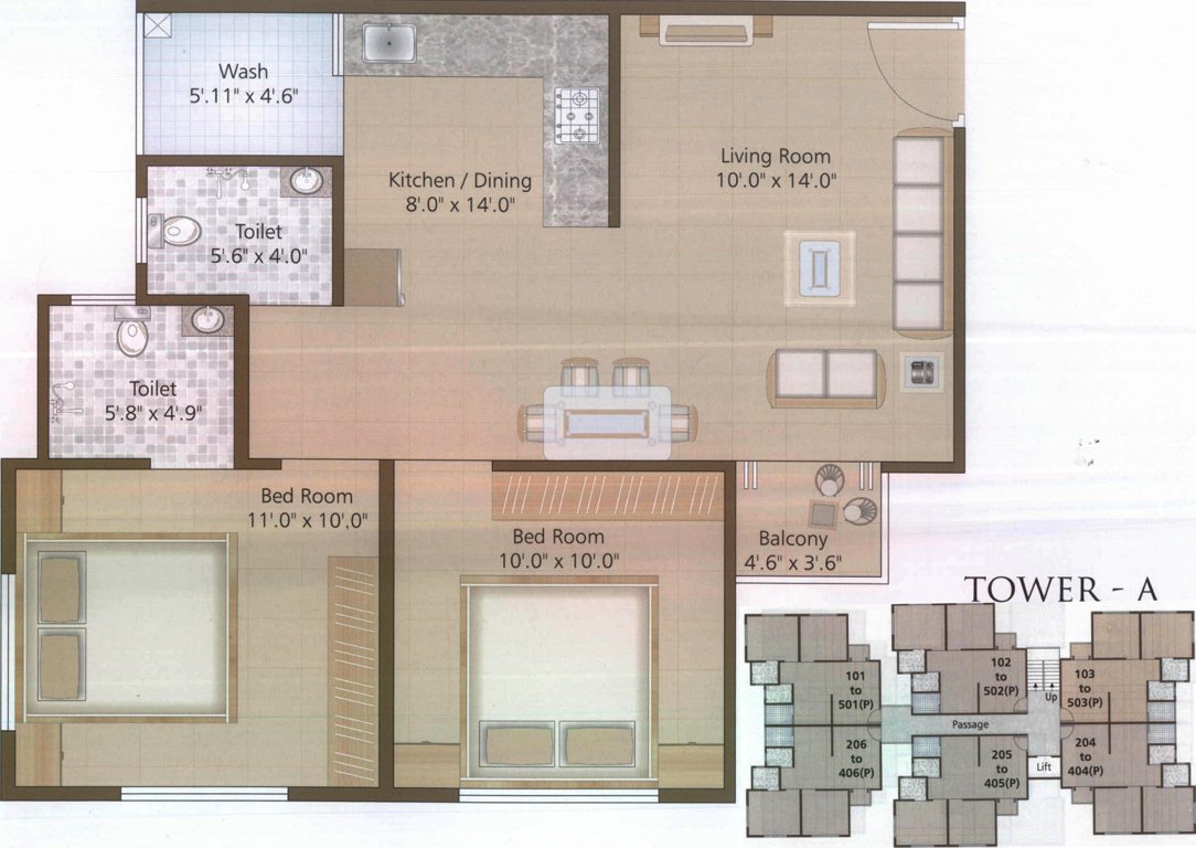 Param Greens (2BHK+2T (910 sq ft) 910 sq ft)