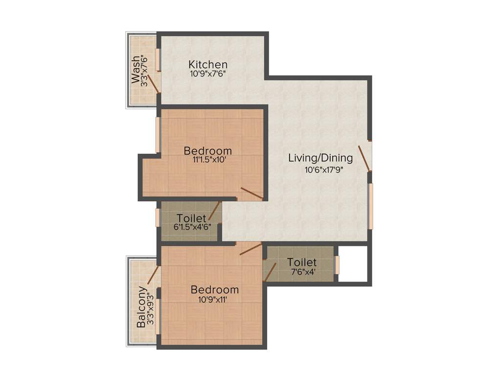 Nithin Property Adwitiya 2BHK+2T (889 sq ft)