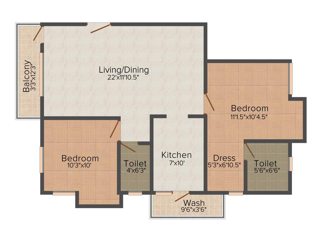 Nithin Property Adwitiya 2BHK+2T (1,049 sq ft)