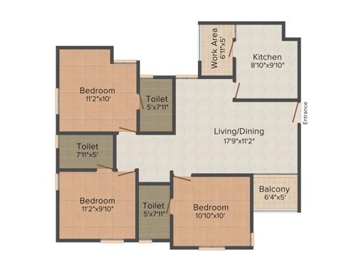 Siddhi Shankar Bhadra (3BHK+3T (1,310 sq ft) 1310 sq ft)