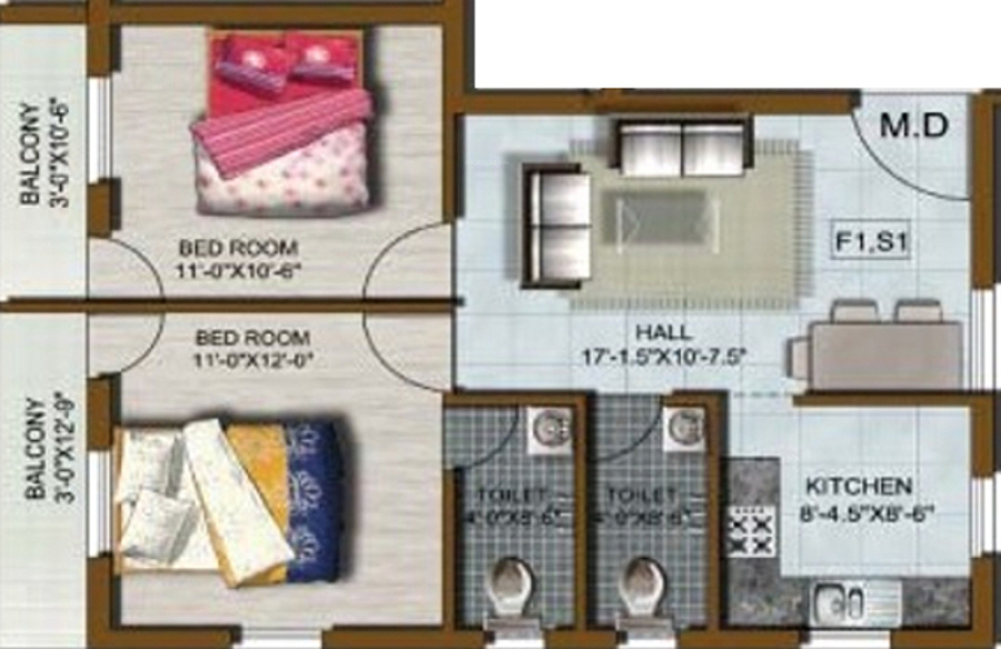 Kalai Magestic (2BHK+2T (877 sq ft) 877 sq ft) Kalai Magestic (2BHK+2T (877 sq ft) 877 sq ft)