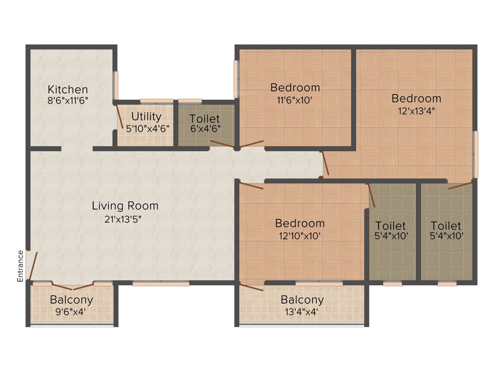 Peace Le Grand Park View (3BHK+3T (1,686 sq ft) 1686 sq ft)