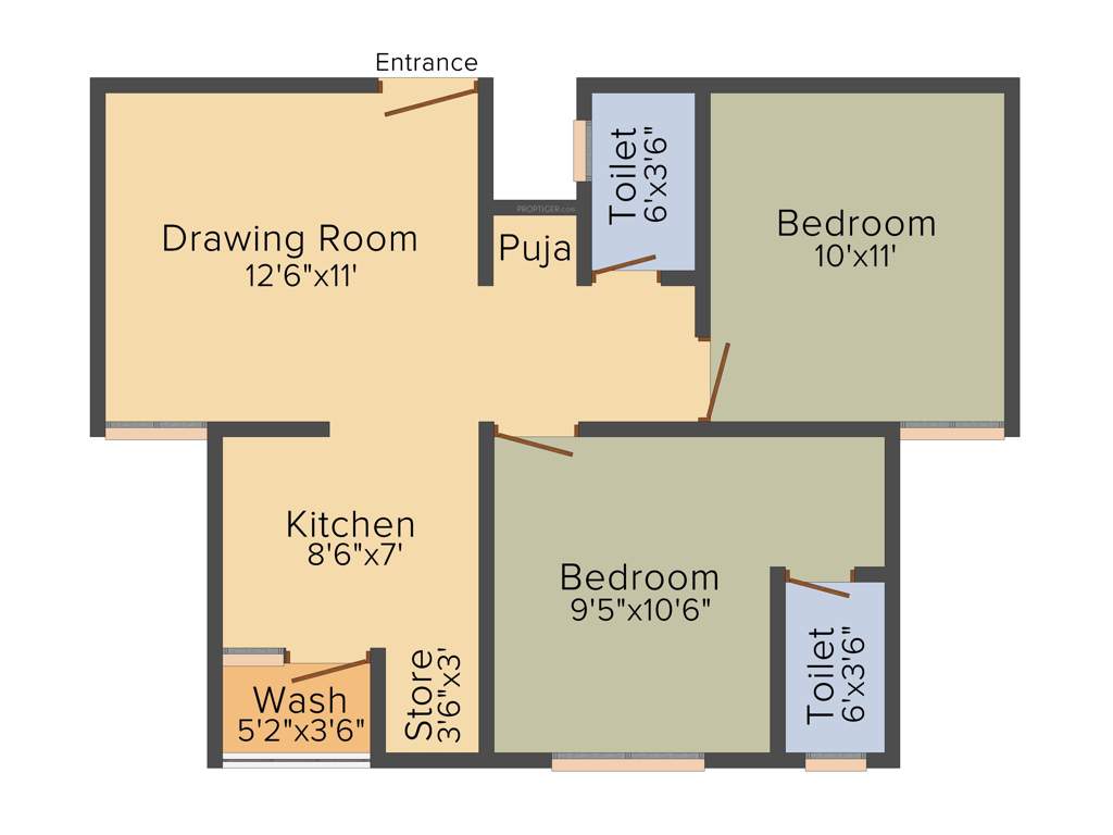 Ashirwad Avenue (2BHK+2T (1,035 sq ft)   Pooja Room 1035 sq ft)