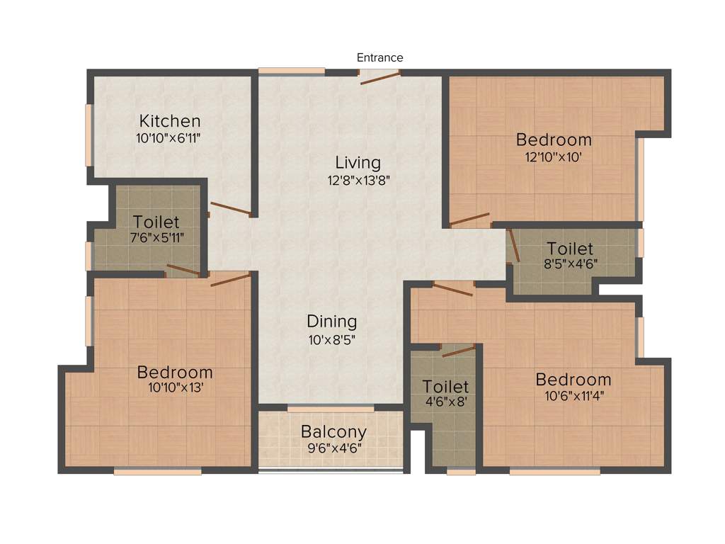 Unimark Sikha Tuku (3BHK+3T (1,509 sq ft) 1509 sq ft)