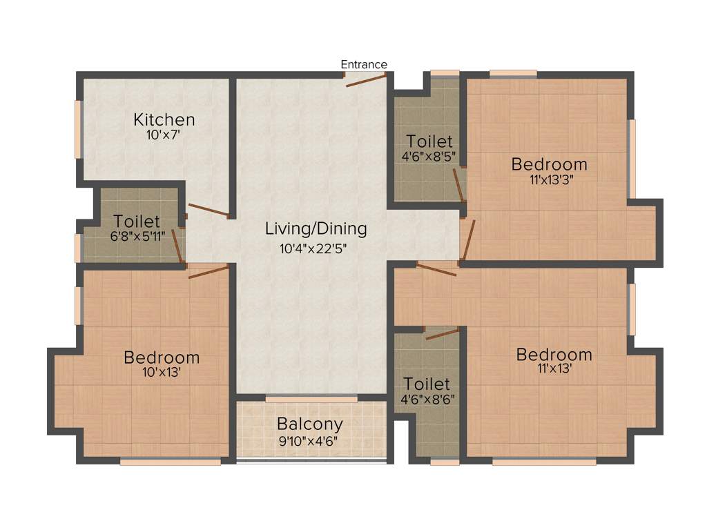 Unimark Sikha Tuku (3BHK+3T (1,585 sq ft) 1585 sq ft)