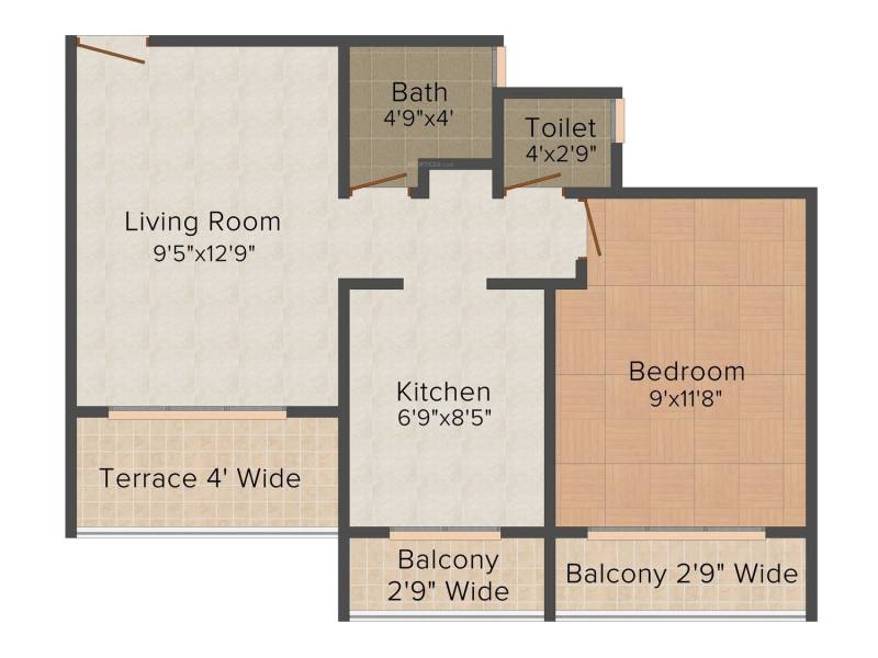 Ecogreen Hill Side Residency (1BHK+1T (625 sq ft) 625 sq ft)