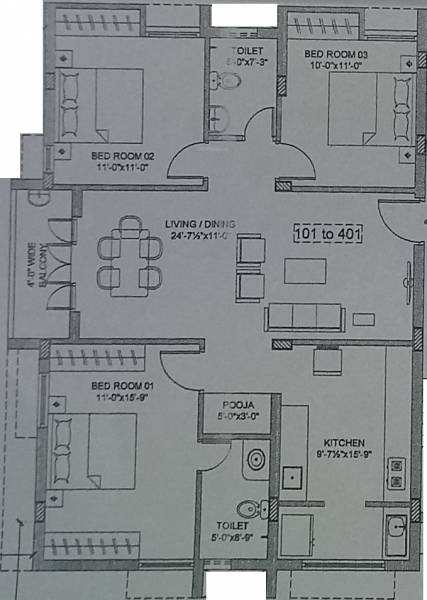 Parsn Aranyaka Apartments (3BHK+2T (1,452 sq ft) + Pooja Room 1452 sq ft)