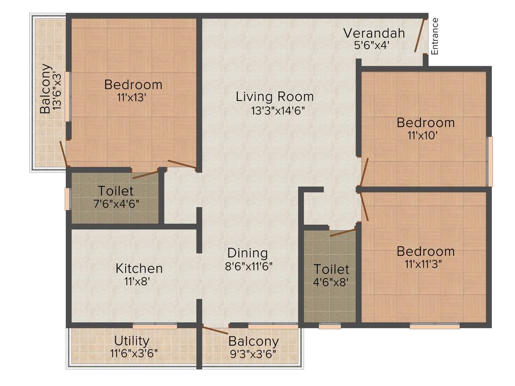 Sri Vani Symphony (3BHK+2T (1,315 sq ft) 1315 sq ft)