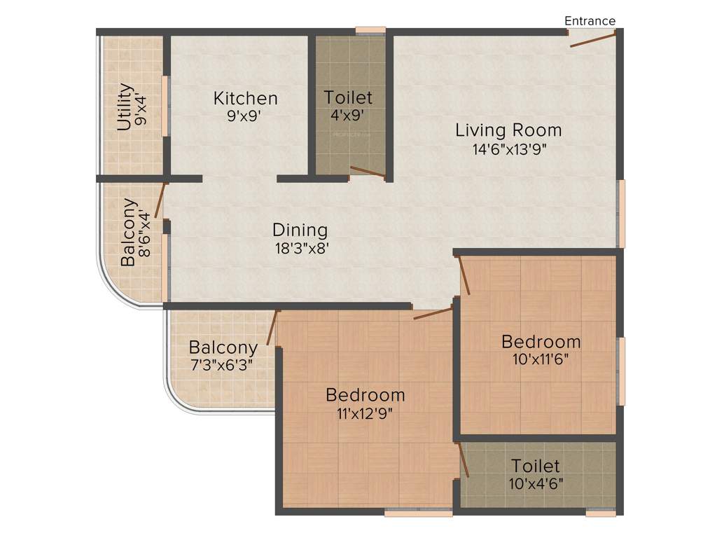 Sri Vani Symphony (2BHK+2T (1,145 sq ft) 1145 sq ft)