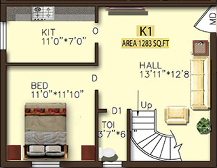Rajeswari Sunshine Suites (3BHK+3T (1,283 sq ft) 1283 sq ft)
