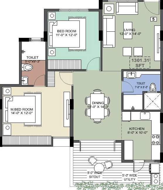 Vision Pride (2BHK+2T (1,301 sq ft) 1301 sq ft)