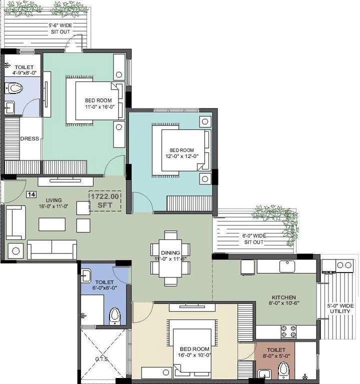 Vision Pride (3BHK+3T (1,722 sq ft) 1722 sq ft)
