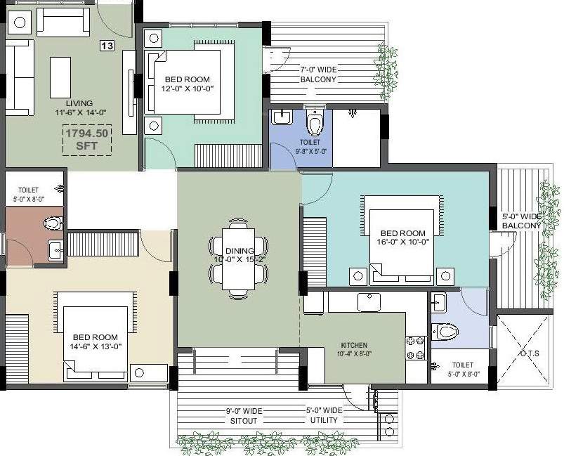Vision Pride (3BHK+3T (1,794 sq ft) 1794 sq ft)