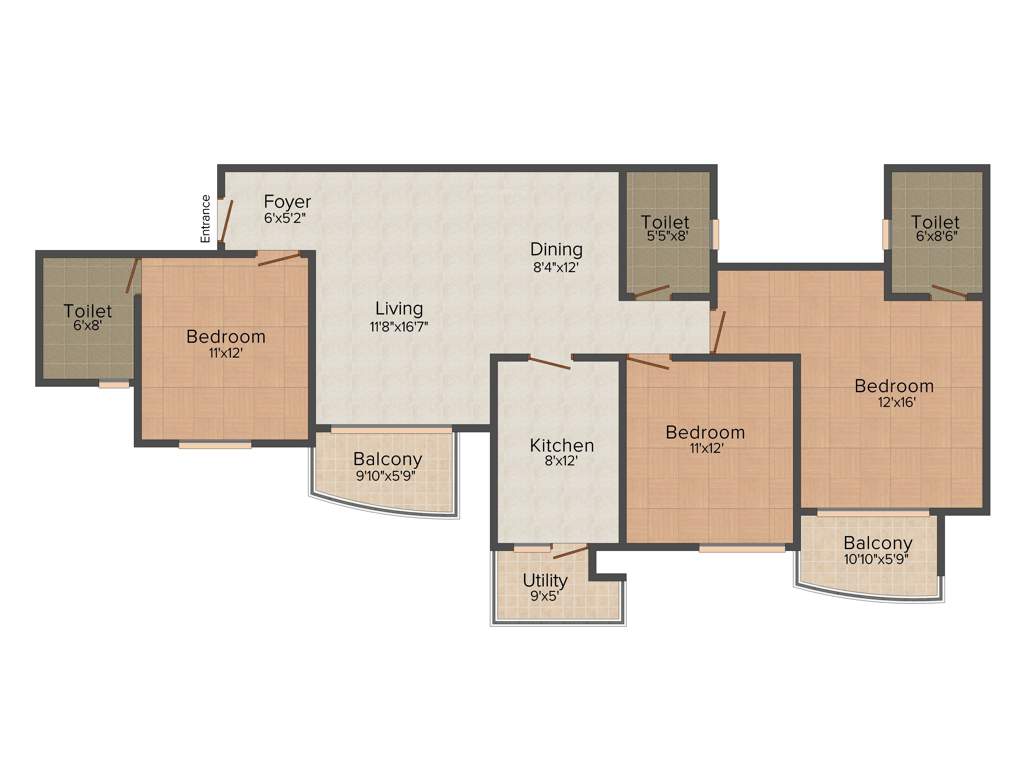 Purva Purva Venezia (3BHK+3T (1,610 sq ft) 1610 sq ft)