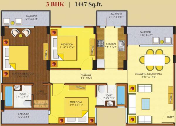 Fairdeal Indraprastha Residency (3BHK+2T (1,447 sq ft) 1447 sq ft)
