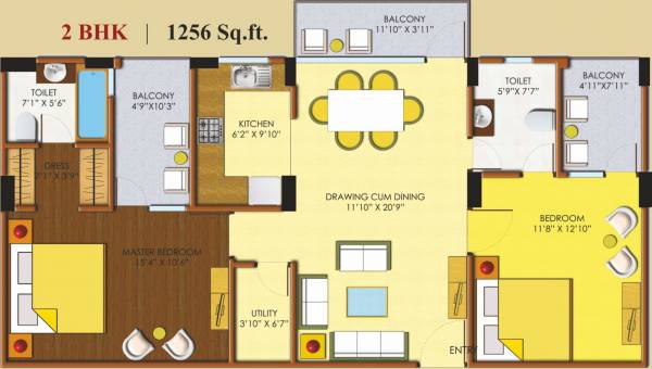 Fairdeal Indraprastha Residency (2BHK+2T (1,256 sq ft) 1256 sq ft)