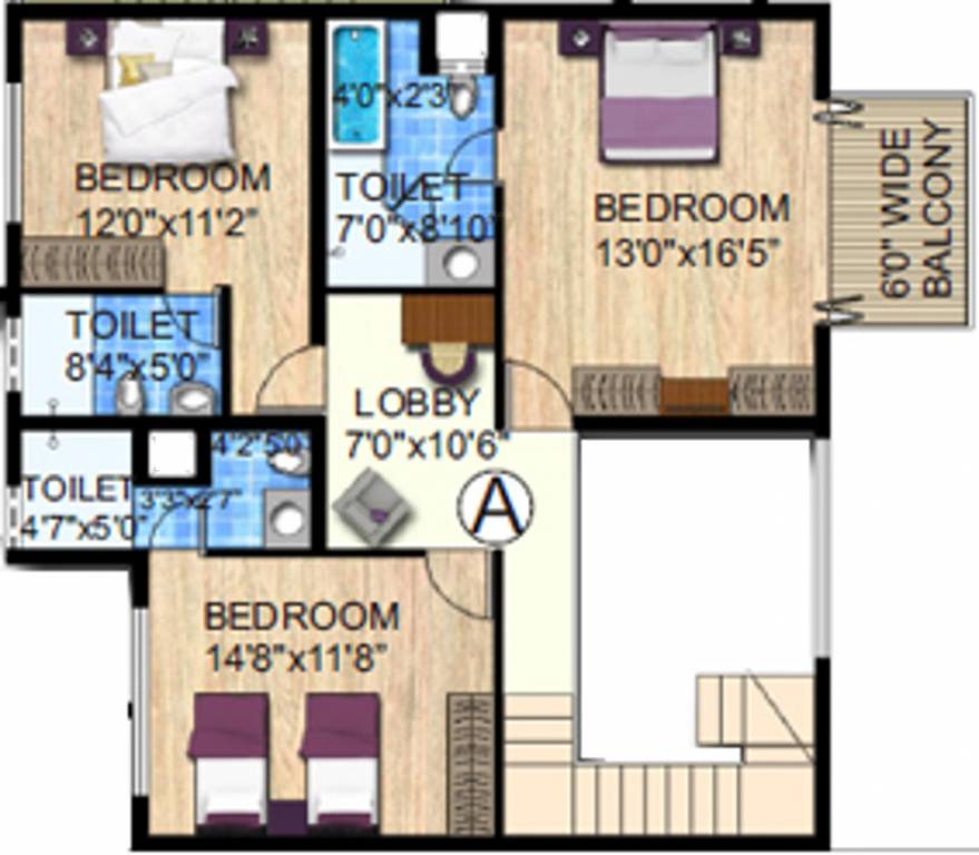 Upper Level Duplex Plan (4BHK+5T + Servant Room) Hinduja Holdings El Jardin Upper Level Duplex Plan (4BHK+5T + Servant Room)