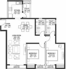 Sobha The Park And The Plaza (2BHK+2T (1,328 sq ft) 1328 sq ft)