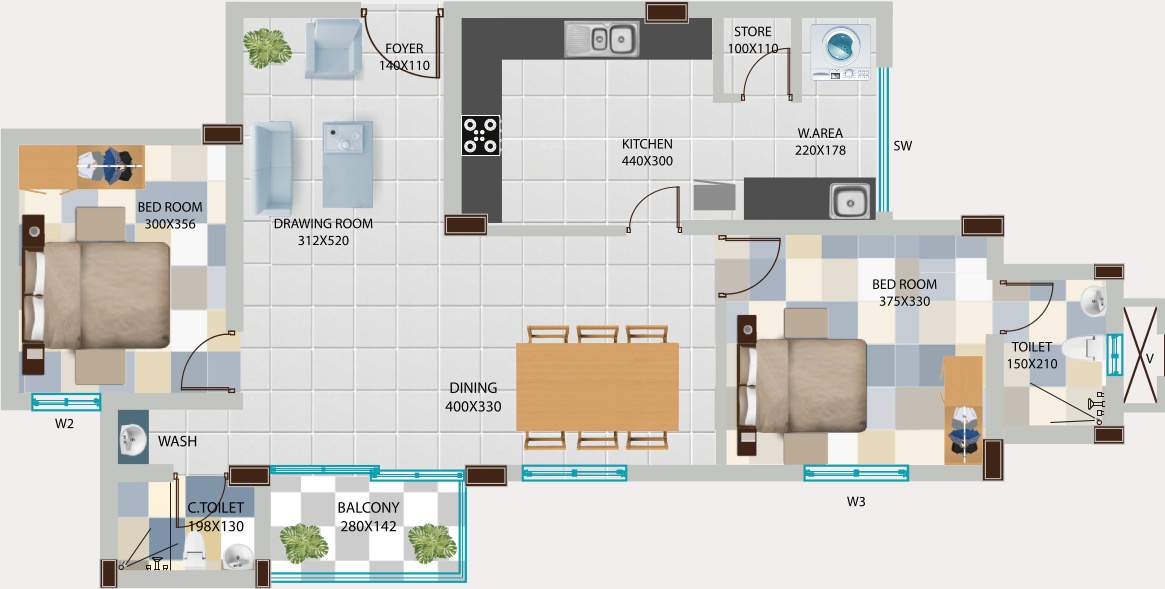 Legend Joswana (2BHK+2T (1,295 sq ft) 1295 sq ft)